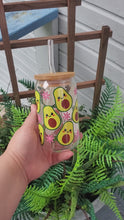 Load and play video in Gallery viewer, Kawaii Avocados | 16 oz. | Glass Can | Hearts | Fruit | Spring | Summer | Friends
