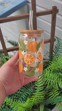 Load and play video in Gallery viewer, Oranges &amp; Daisies | 16 oz. | Glass Can | Daisies | Spring | Summer | Fruit
