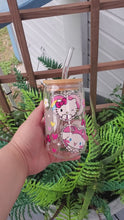 Load and play video in Gallery viewer, Kawaii Friends | 16 oz. | Glass Can | Hearts | Bows | Daisies | Spring | Summer
