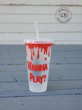 Load image into Gallery viewer, Halloween Horror Reusable Cold Cup | Character | Wanna Play | Childs Play | Spooky | Chucky
