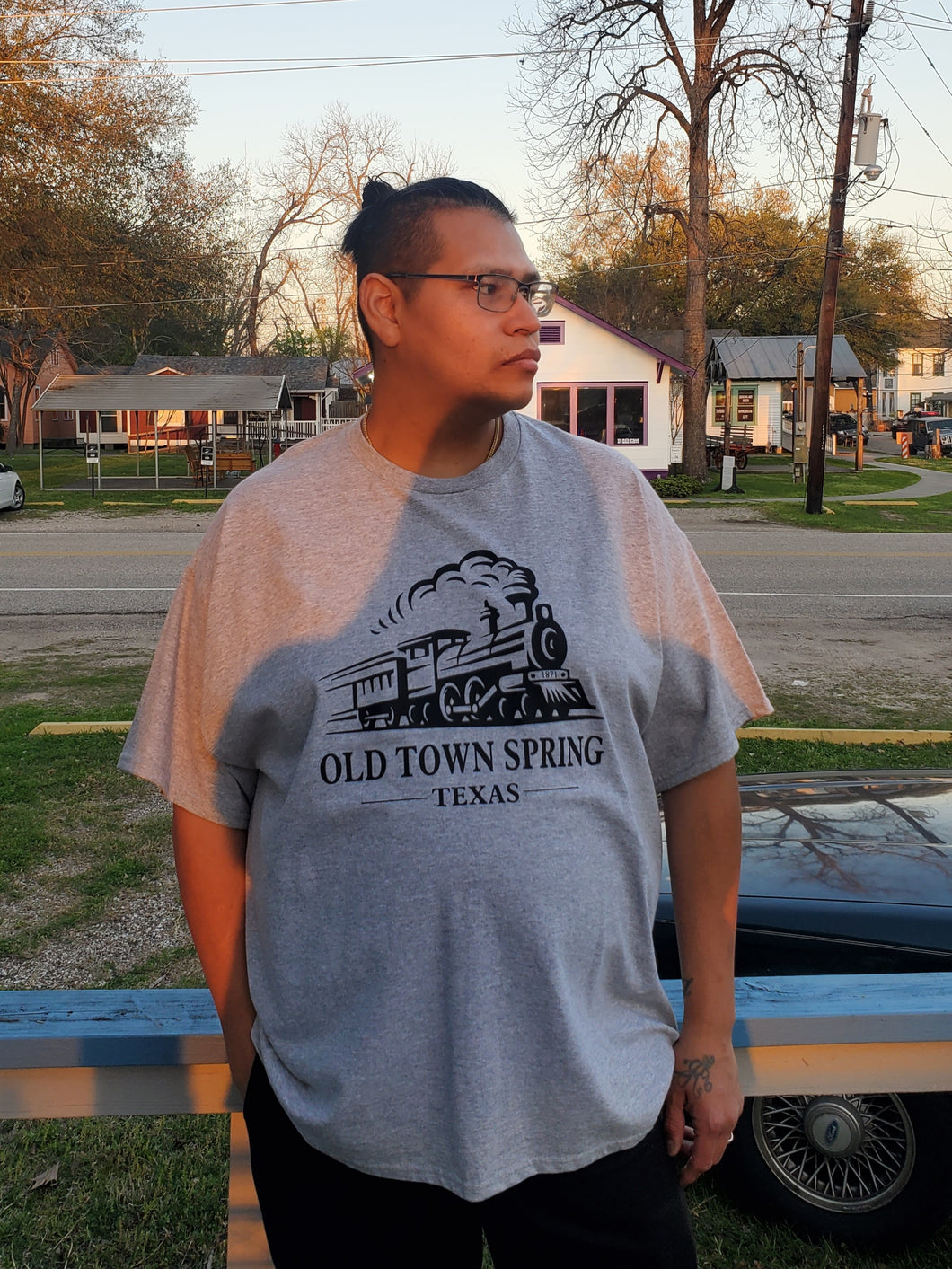 Old Town Spring Texas Graphic T-Shirt | Train | Small Town