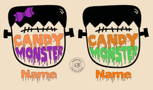 Load image into Gallery viewer, Halloween Candy Monster Tote Bag Personalized | Trick or Treat | Candy Bag | CUSTOM
