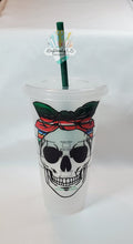 Load image into Gallery viewer, Loca Pero Cute Starbucks Cup | Venti Cold Cup | Skull with Bandanna | CUSTOM CUP