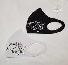 Load image into Gallery viewer, Merry and Bright Face Mask | Holiday Design | Holiday Themed | Lights