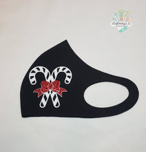Load image into Gallery viewer, Candy Cane Face Mask | Candy Cane with Bow | Christmas Mask