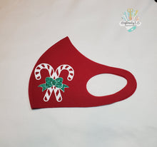 Load image into Gallery viewer, Candy Cane Face Mask | Candy Cane with Bow | Christmas Mask