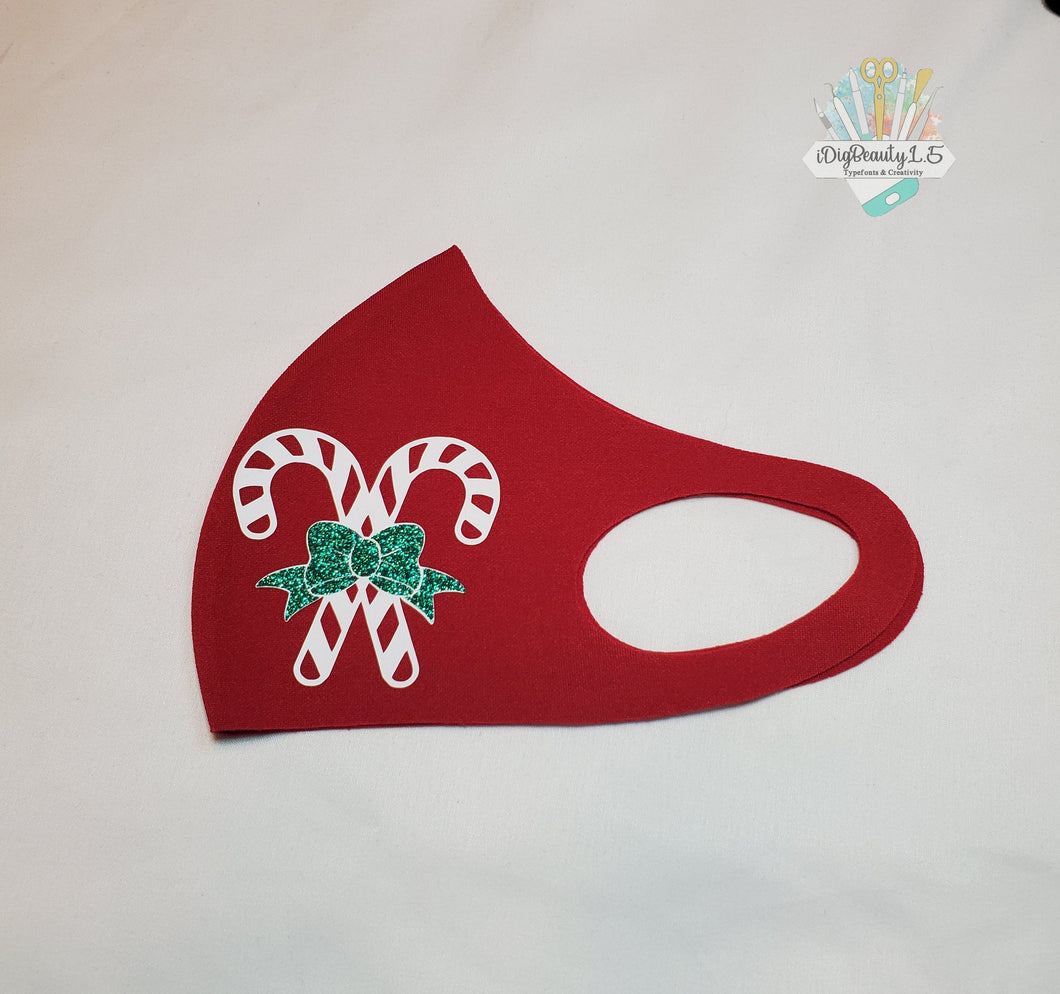 Candy Cane Face Mask  | Candy Cane with Bow | Christmas Mask