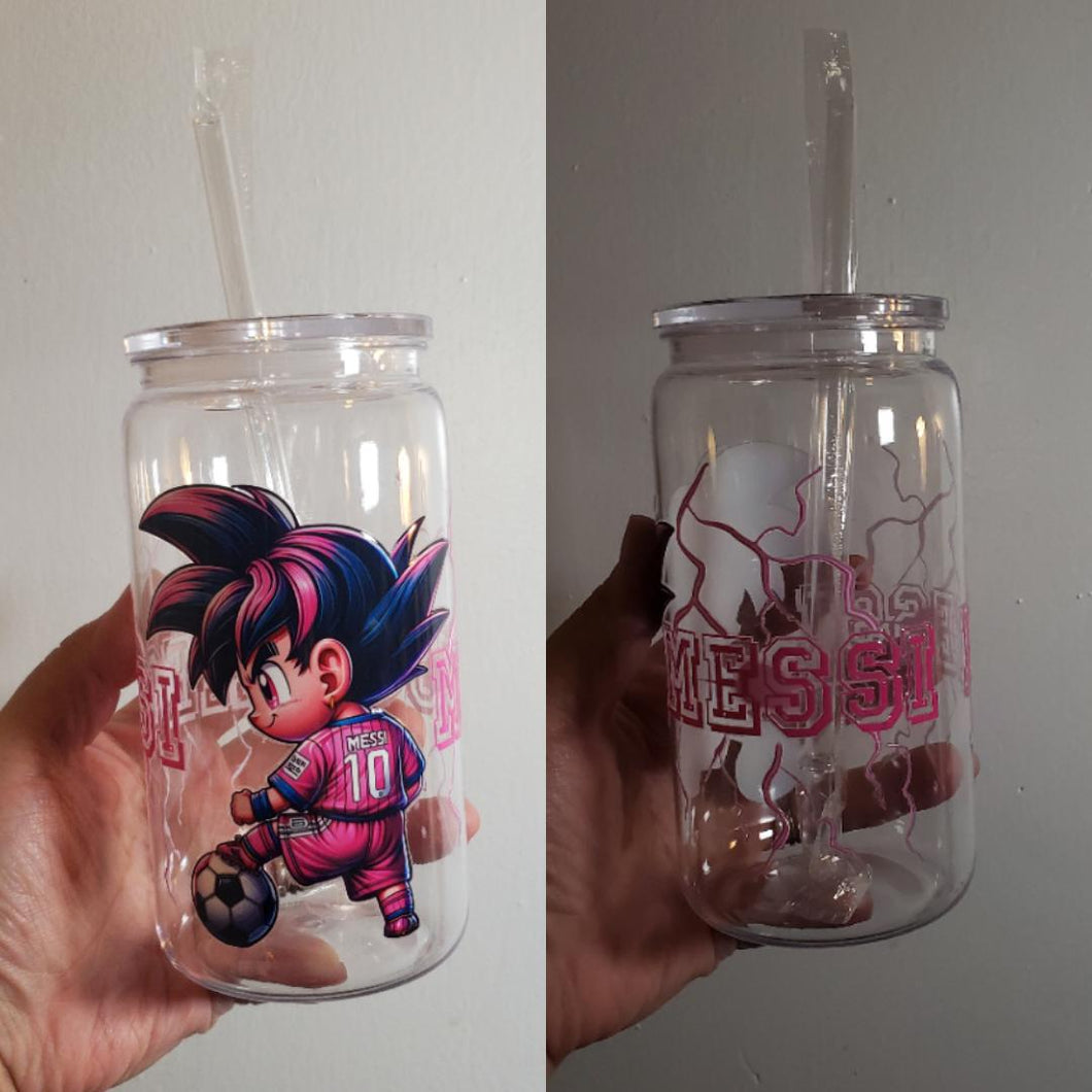 Messi Goku | 16 oz. | Glass Can | Acrylic Can| Sports