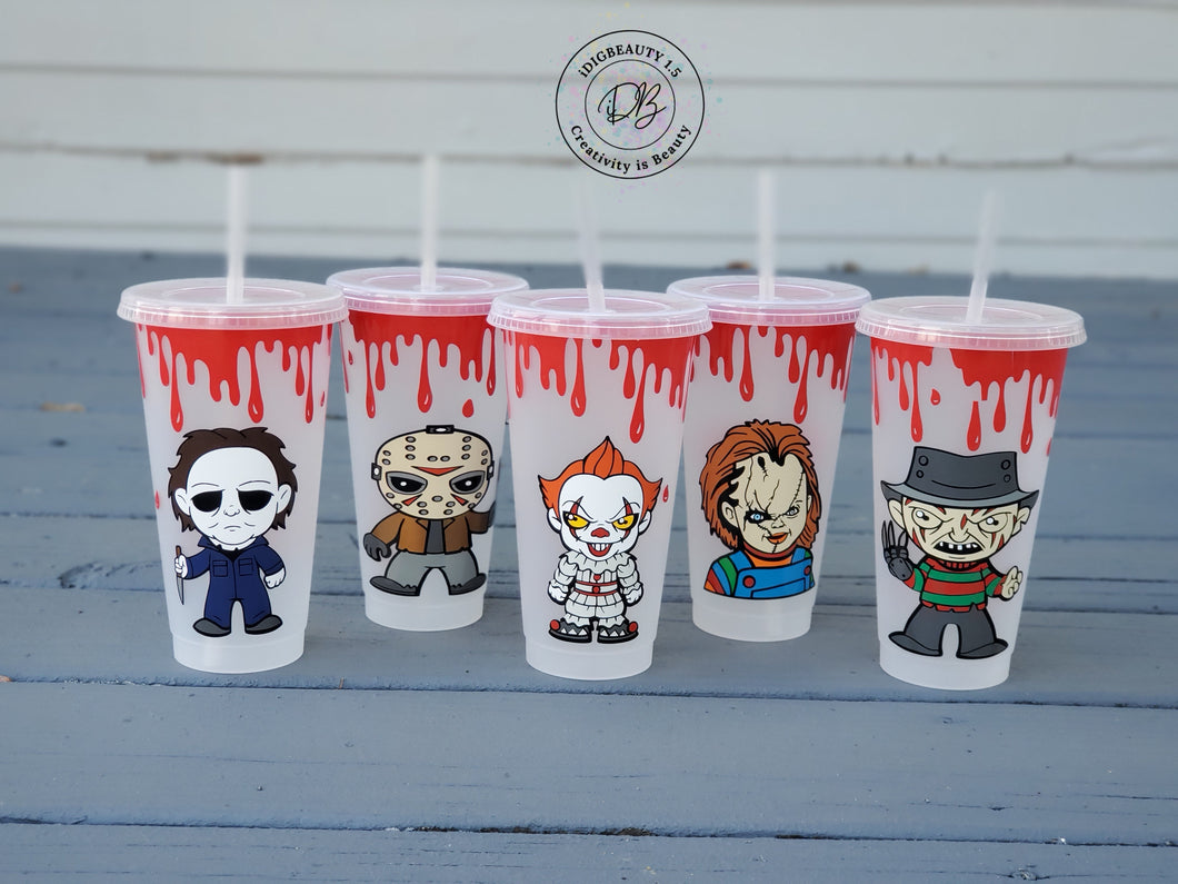 Horror Collection Reusable Cold Cups | Characters | Jason | Michael | Freddy | Pennywise | Chucky