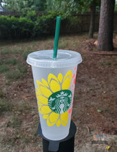Load image into Gallery viewer, Sunflower &amp; Hearts | Starbucks Cold Cup | PERSONALIZED
