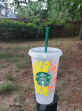 Load image into Gallery viewer, Sunflower &amp; Hearts | Starbucks Cold Cup | PERSONALIZED
