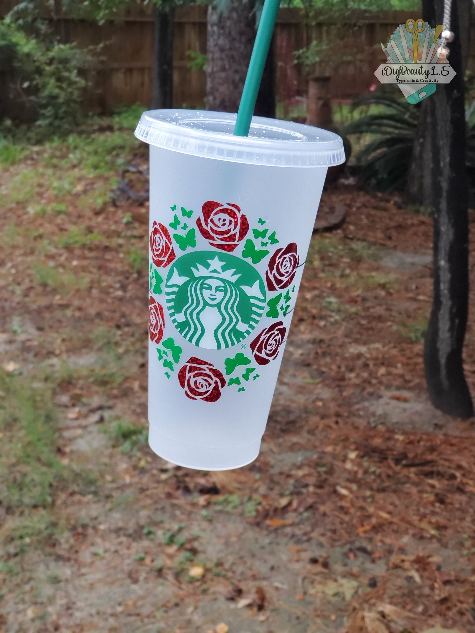 Butterfly Starbucks Cup with Straw & Lid