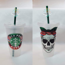 Load image into Gallery viewer, Loca Pero Cute Starbucks Cup | Venti Cold Cup | Skull with Bandanna | CUSTOM CUP
