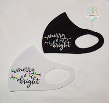 Load image into Gallery viewer, Merry and Bright Face Mask | Holiday Design | Holiday Themed | Lights
