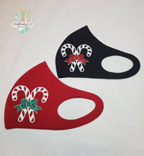 Load image into Gallery viewer, Candy Cane Face Mask  | Candy Cane with Bow | Christmas Mask
