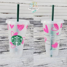 Load image into Gallery viewer, Sketched Hearts Starbucks Cup | Color Changing | Venti Cold Cup | CUSTOM
