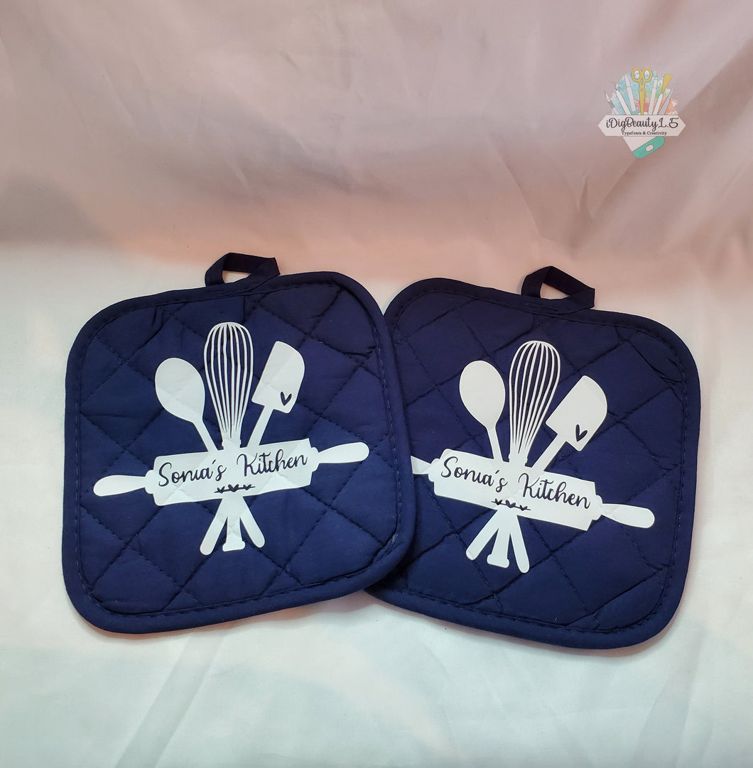 Pot Holders with Kitchen Tools Design | PERSONALIZED