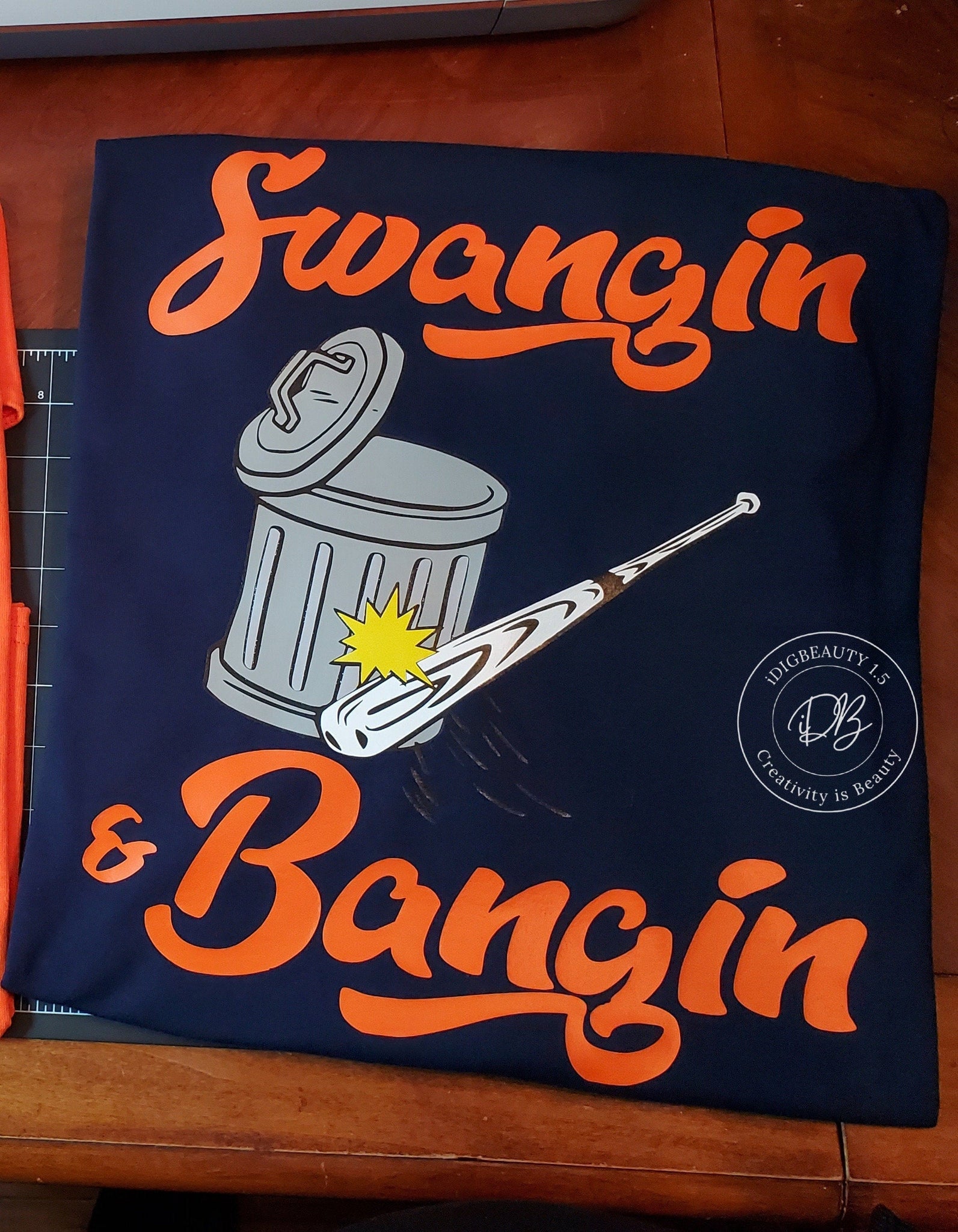 iDigBeauty Swangin & Bangin T-Shirt | Houston | Baseball | Graphic Tee | Navy Large
