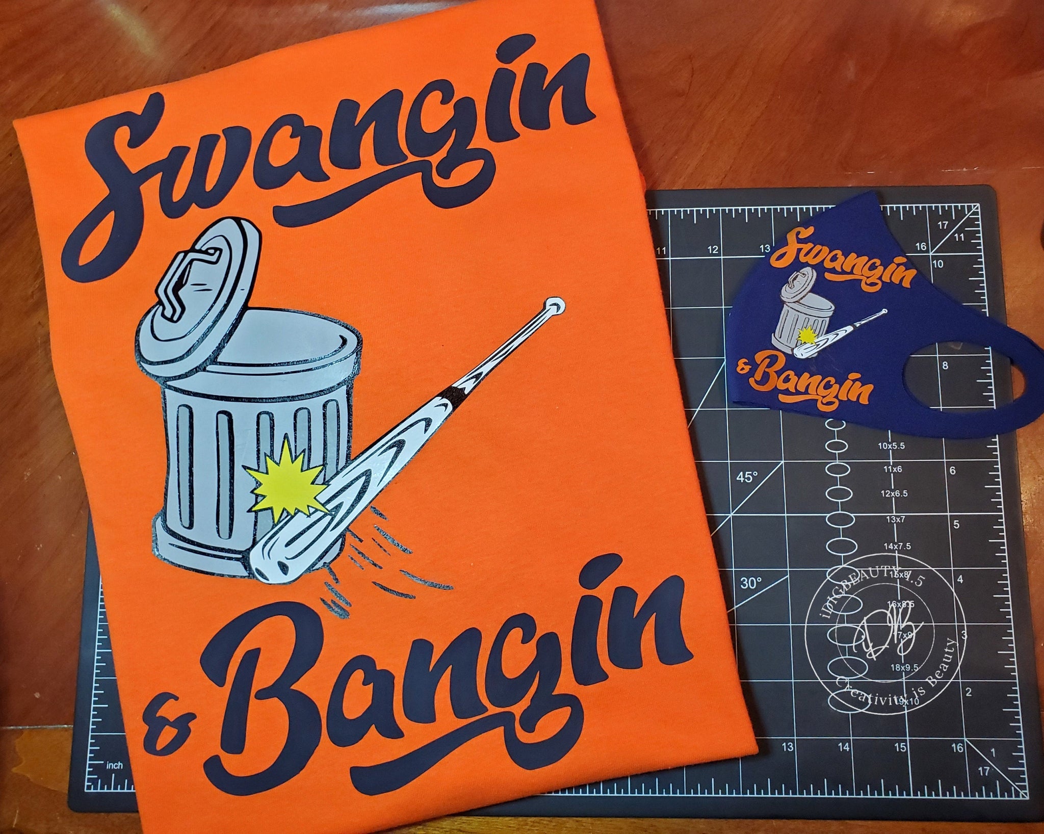 iDigBeauty Swangin & Bangin T-Shirt | Houston | Baseball | Graphic Tee | Orange XLarge